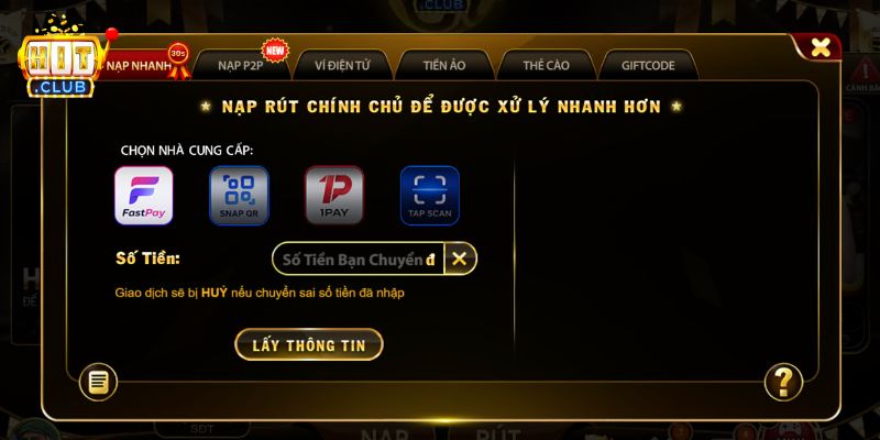 Hướng Dẫn Nạp Tiền Và Rút Tiền HITCLUB Nhanh Và An Toàn Quy trình nạp tiền HITCLUB đơn giản